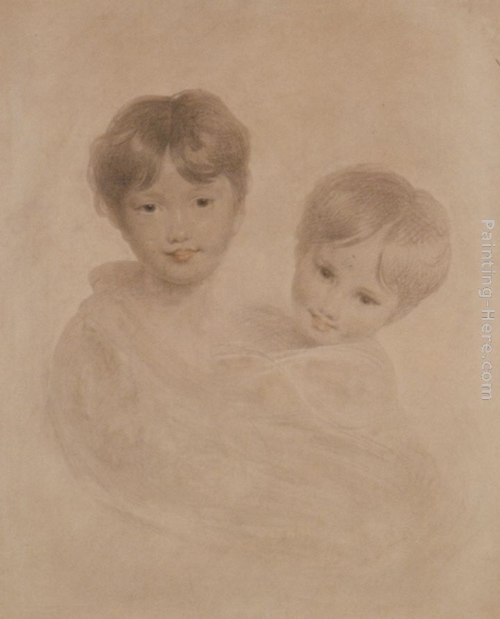 Sir Thomas Lawrence Portrait Sketch of Two Boys - Possibly George 3rd Marquees Townshend and his Younger Brother Charles